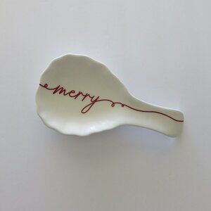 (#129) Christmas Ceramic spoon rest (Merry)